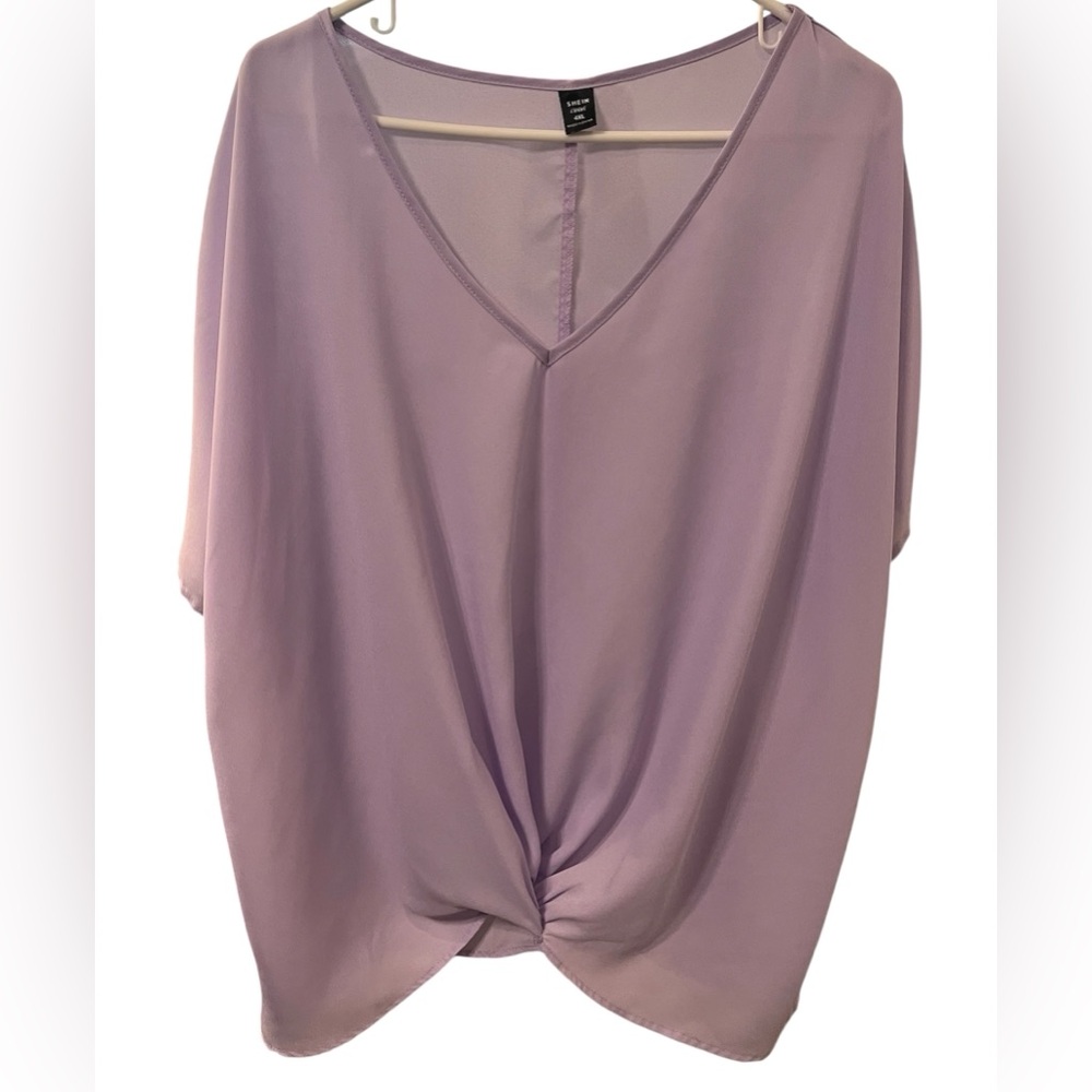 SHEIN Light Purple V-Neck Blouse